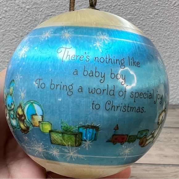 Vintage Hallmark Keepsake 1981 Baby Boy 1st Christmas Unbreakable Ornament Blue - Picture 2 of 10